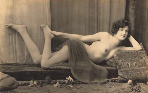 French Nude Risque Touching Foot RPPC
